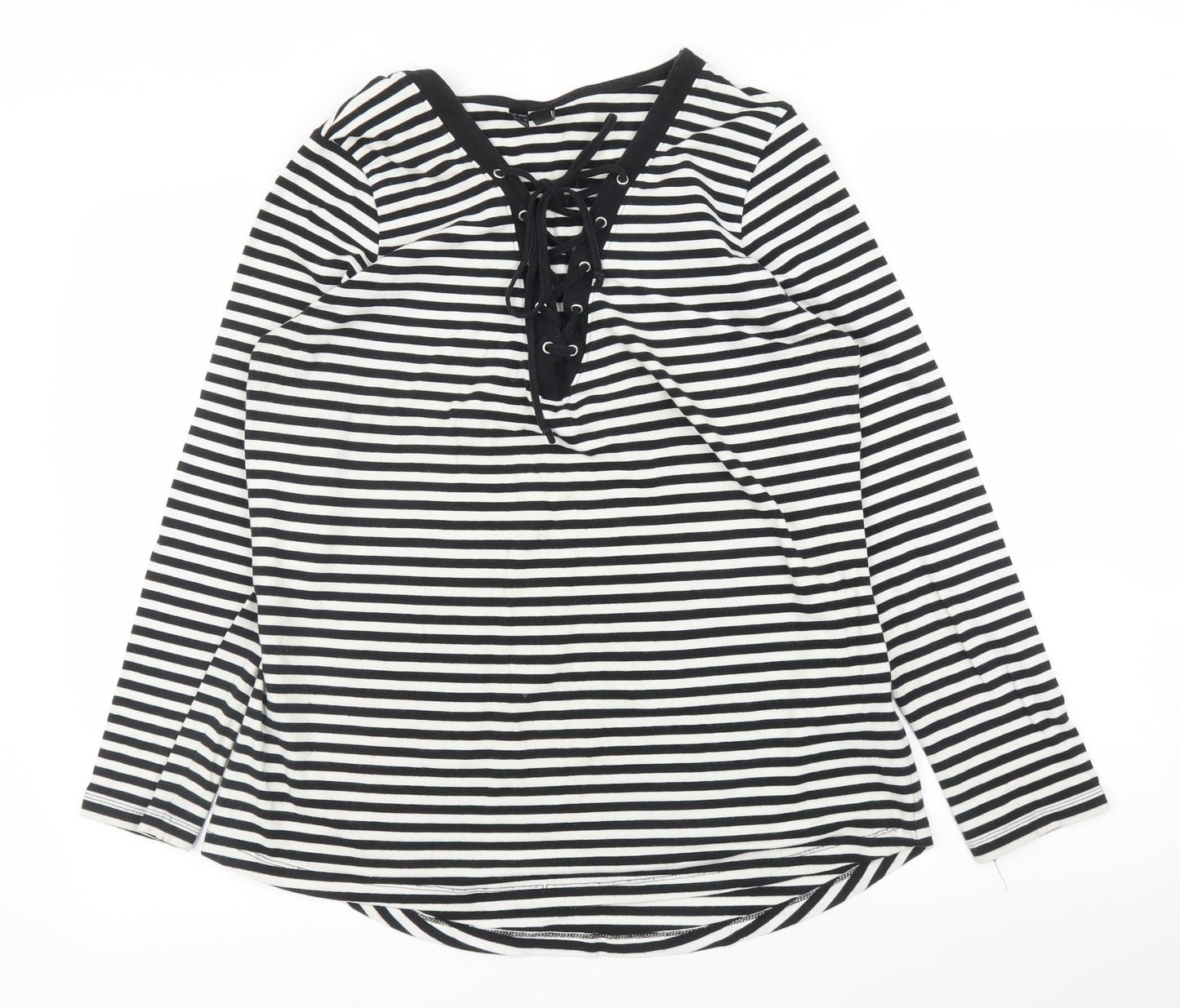 Rainbow Womens White Striped  Basic Blouse Size M