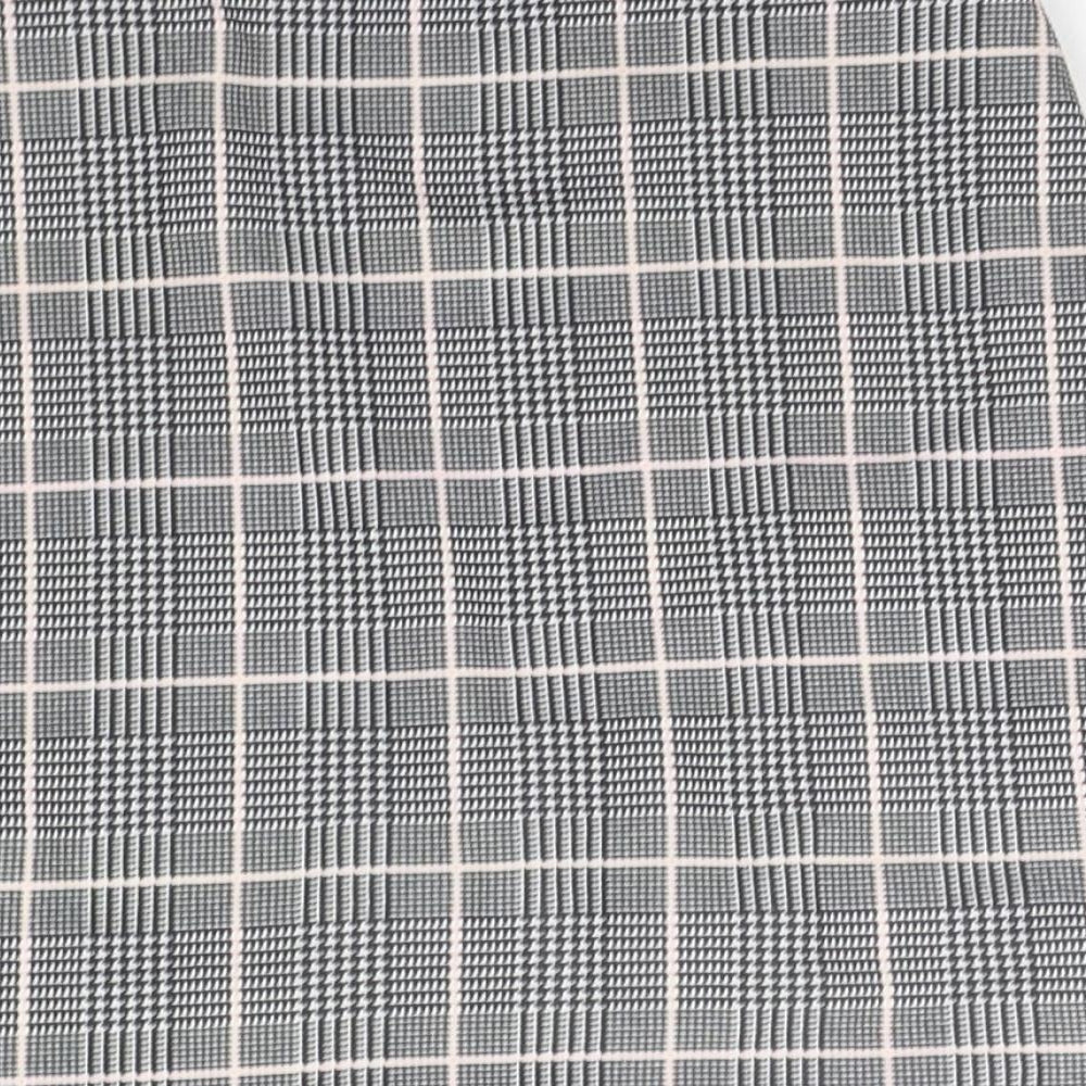 PRETTYLITTLETHING Womens Grey Check  A-Line Skirt Size 8