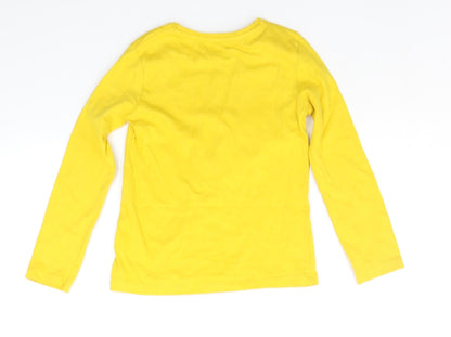 Preloved Primark Girls Yellow Houndstooth  Basic Polo Size 5-6 Years - Back