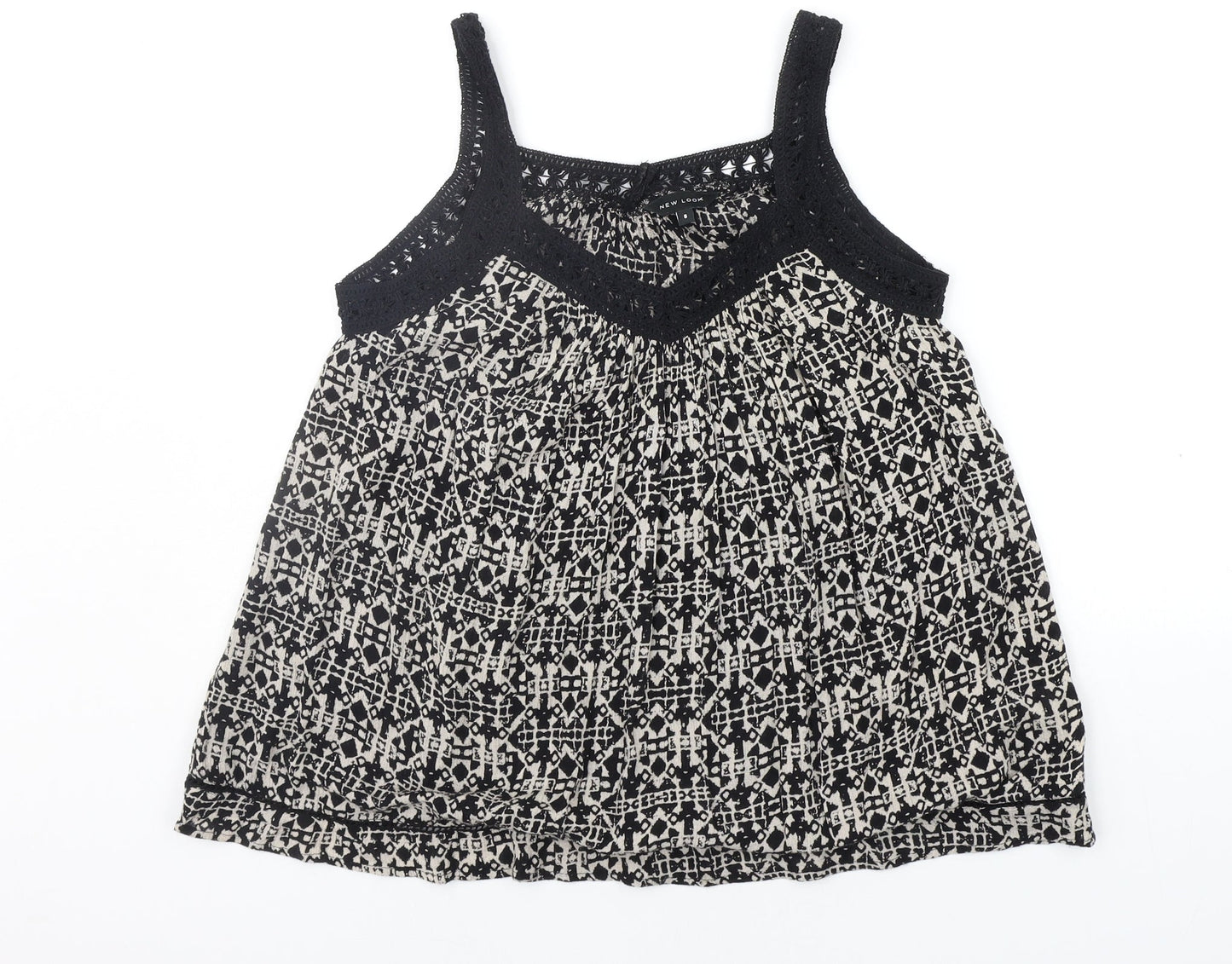 New Look Womens Beige Geometric  Basic Tank Size 8