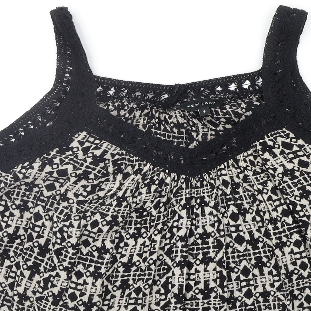 New Look Womens Beige Geometric  Basic Tank Size 8