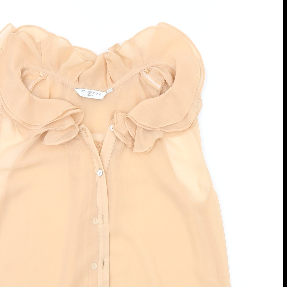 New Look Womens Beige   Basic Button-Up Size 12