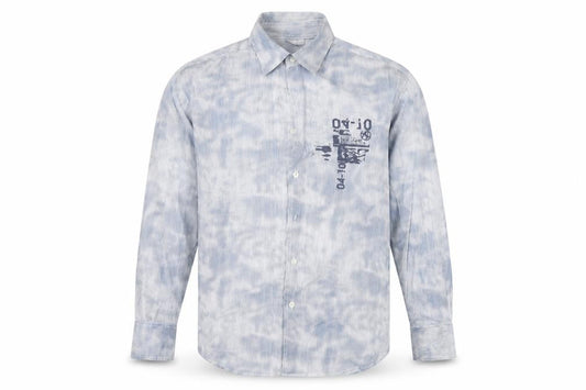 fiori vintage Mens Grey Striped   Button-Up Size L