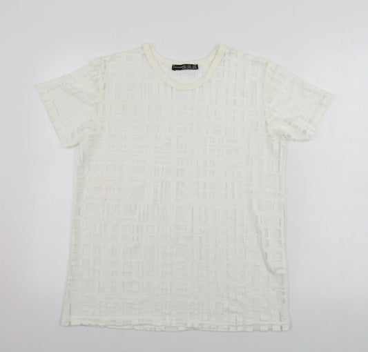 Atmosphere  Womens Beige Check  Basic T-Shirt Size 12