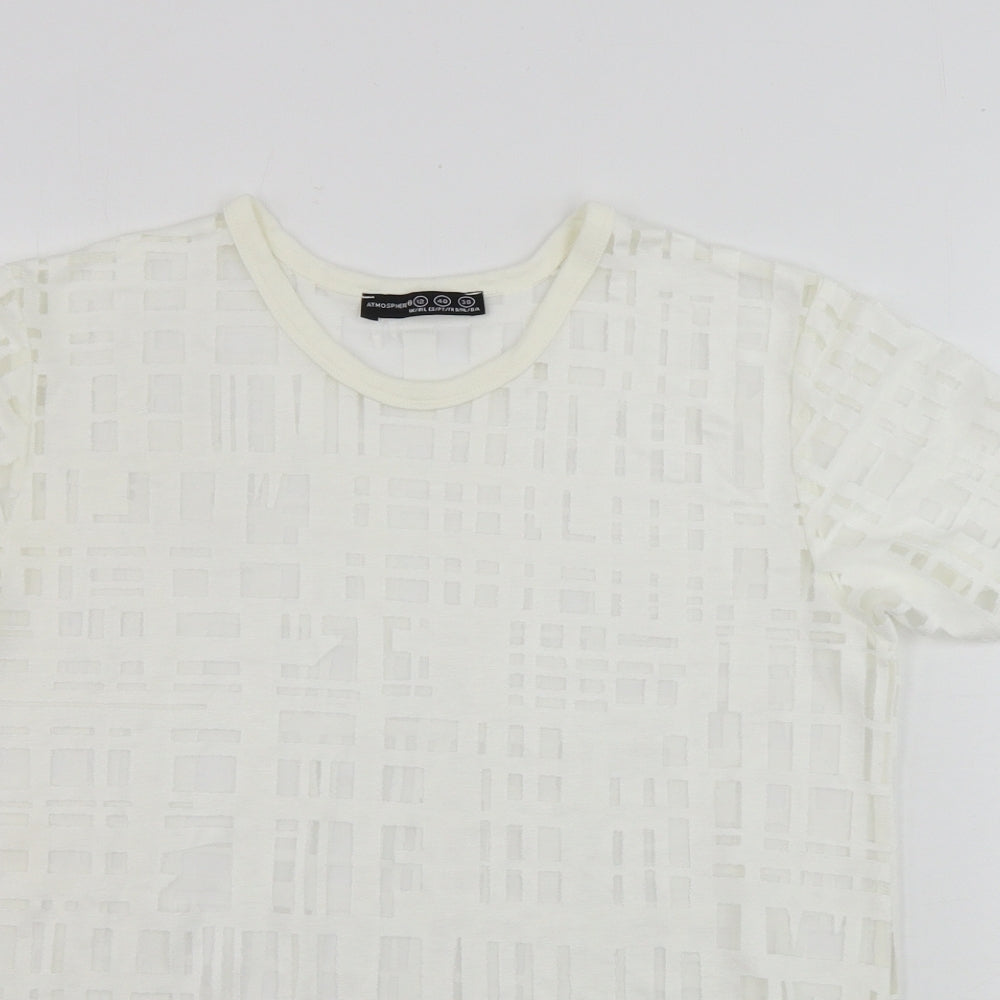 Atmosphere  Womens Beige Check  Basic T-Shirt Size 12
