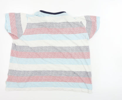 Preloved Lee Cooper Girls White Striped  Basic T-Shirt Size 13 Years - Back