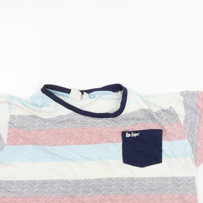 Preloved Lee Cooper Girls White Striped  Basic T-Shirt Size 13 Years - Detail