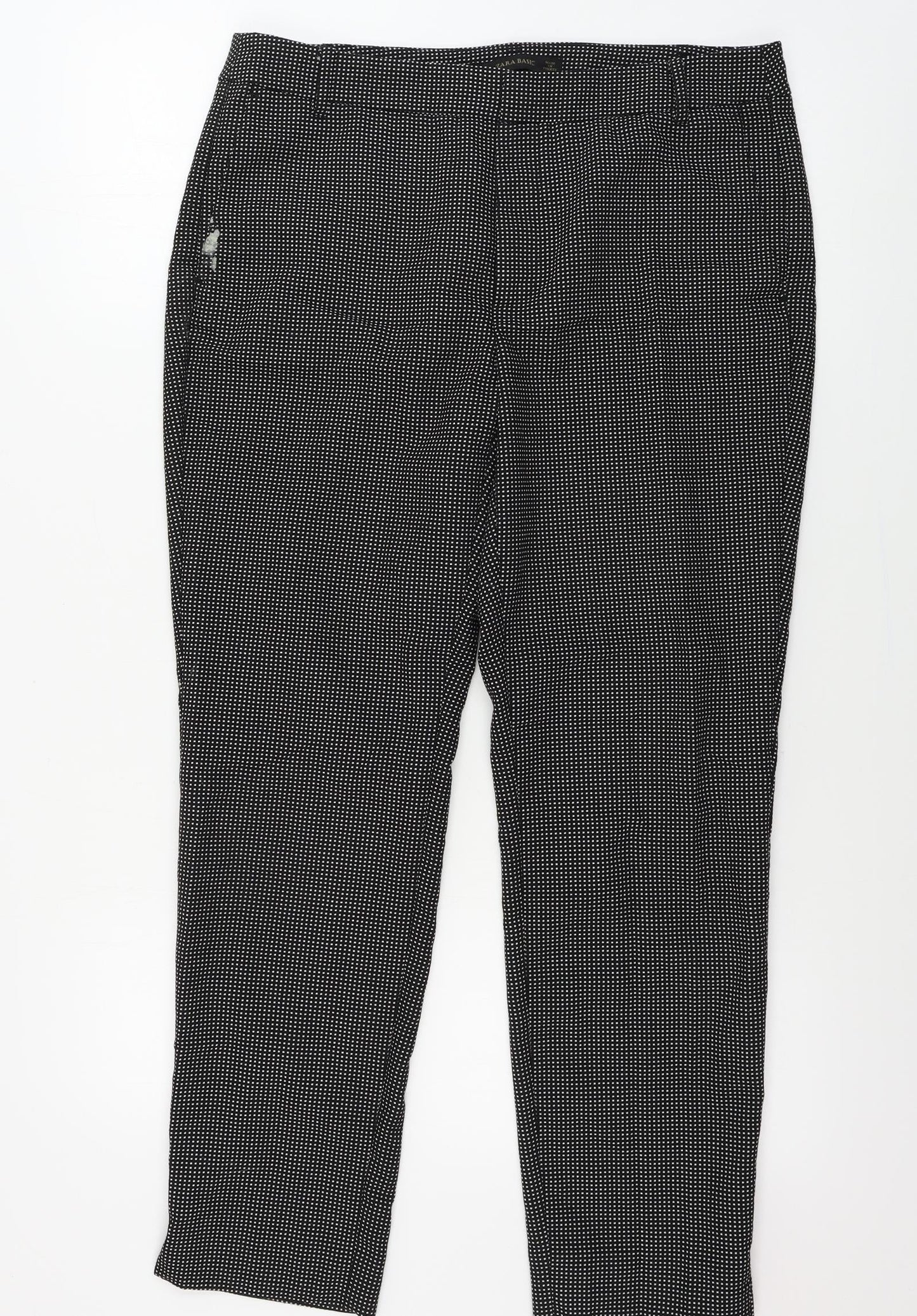 Zara Womens Black Check  Trousers  Size 8 L25 in