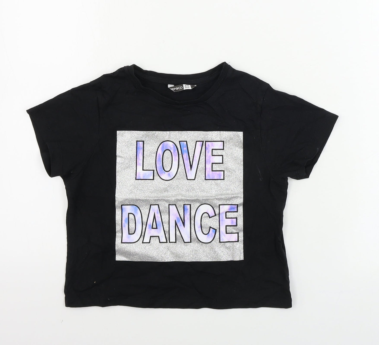 Pep&co       Girls Black   Basic T-Shirt Size 8-9 Years