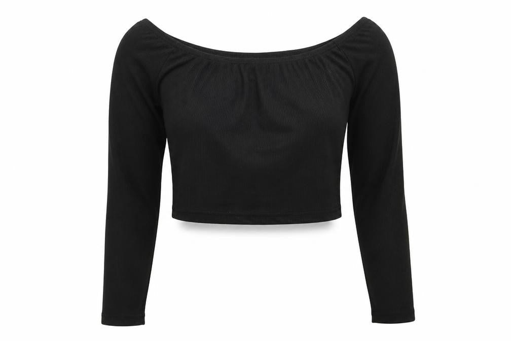 PRETTYLITTLETHING Womens Black Houndstooth  Cropped T-Shirt Size 12