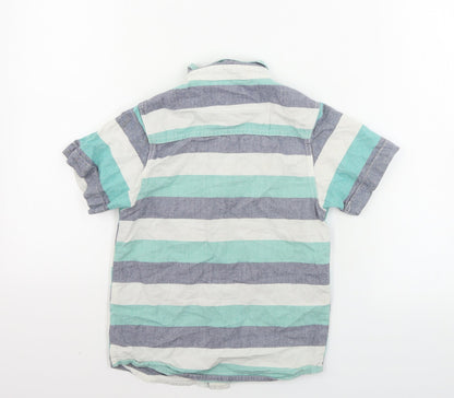 Rebel Boys Green Striped  Basic Button-Up Size 7-8 Years