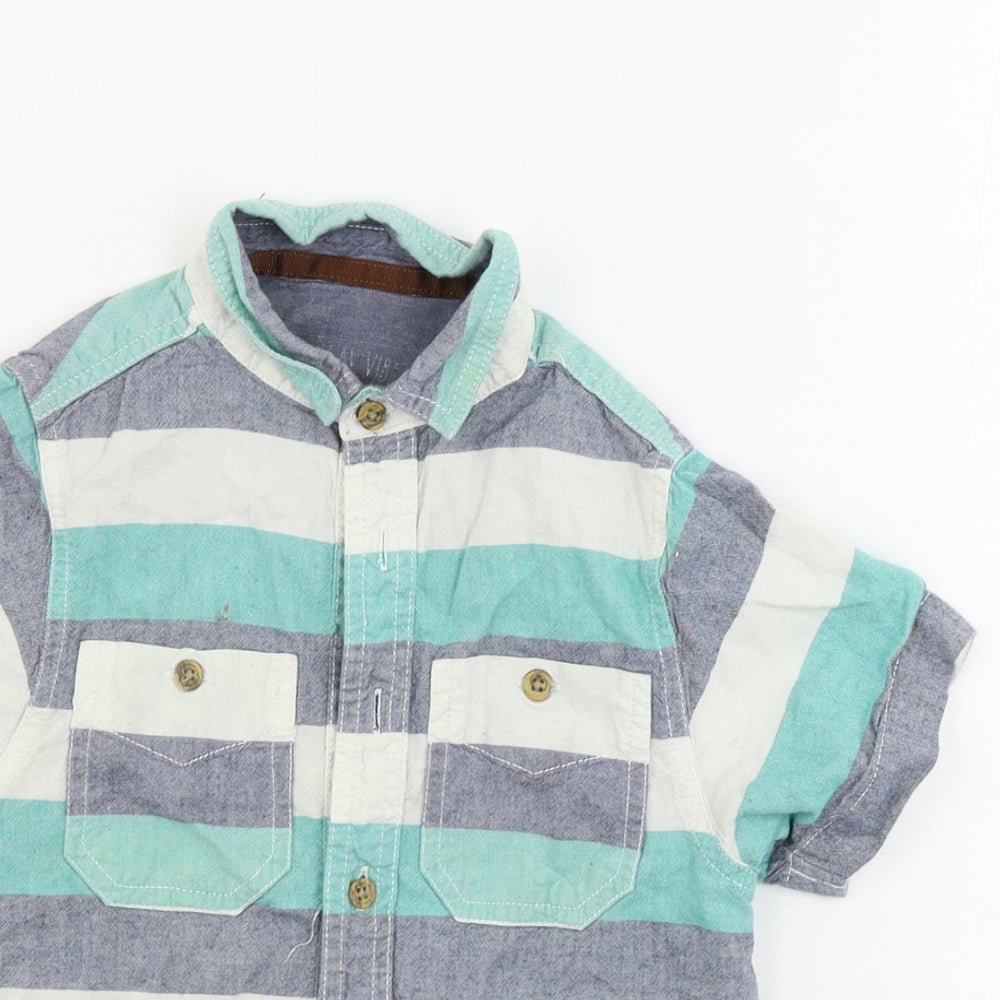 Rebel Boys Green Striped  Basic Button-Up Size 7-8 Years