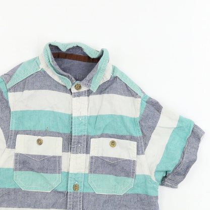 Rebel Boys Green Striped  Basic Button-Up Size 7-8 Years