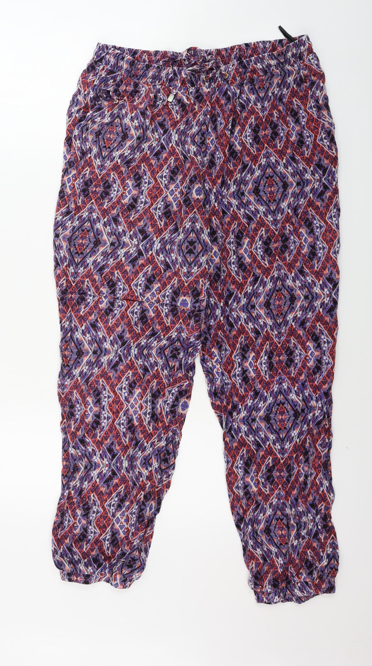 New Look  Womens Purple Geometric  Trousers  Size 12 L24 in