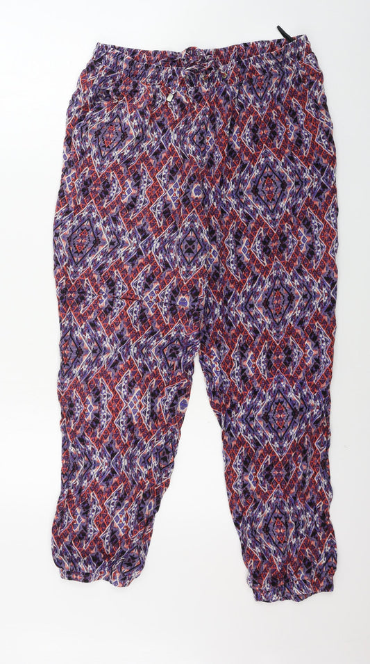 New Look  Womens Purple Geometric  Trousers  Size 12 L24 in