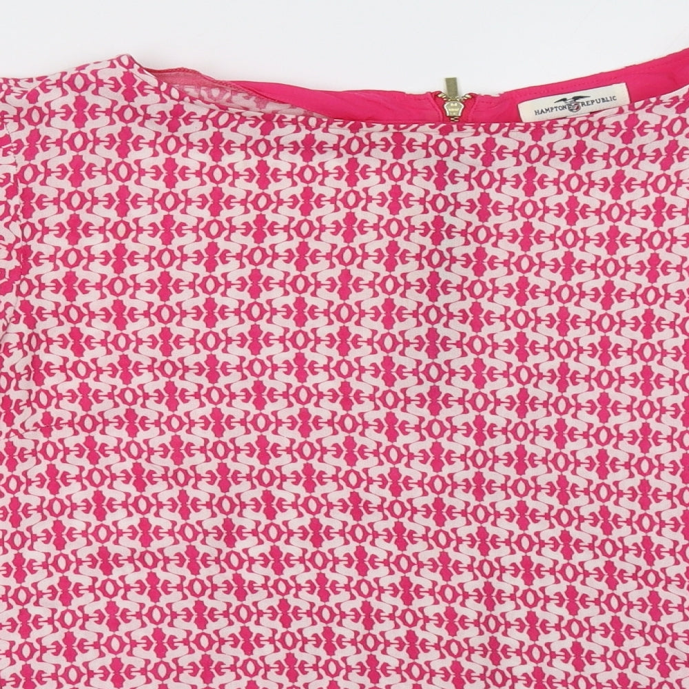 hampton republic Womens Pink Geometric  Basic Blouse Size S