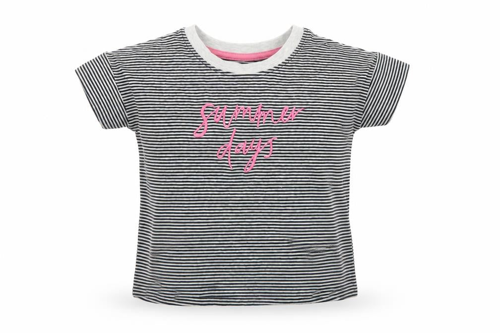 TU Girls Black Striped  Basic T-Shirt Size 6 Years