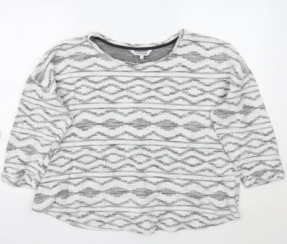 Preloved Debenhams Womens White Geometric  Pullover Jumper Size 20 - Front