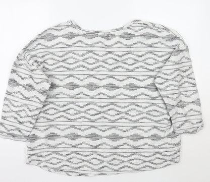 Preloved Debenhams Womens White Geometric  Pullover Jumper Size 20 - Back