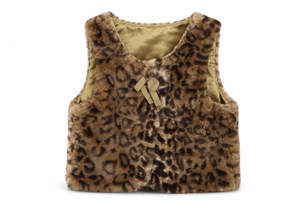 H&M Girls Brown Animal Print  Gilet Coat Size 2-3 Years