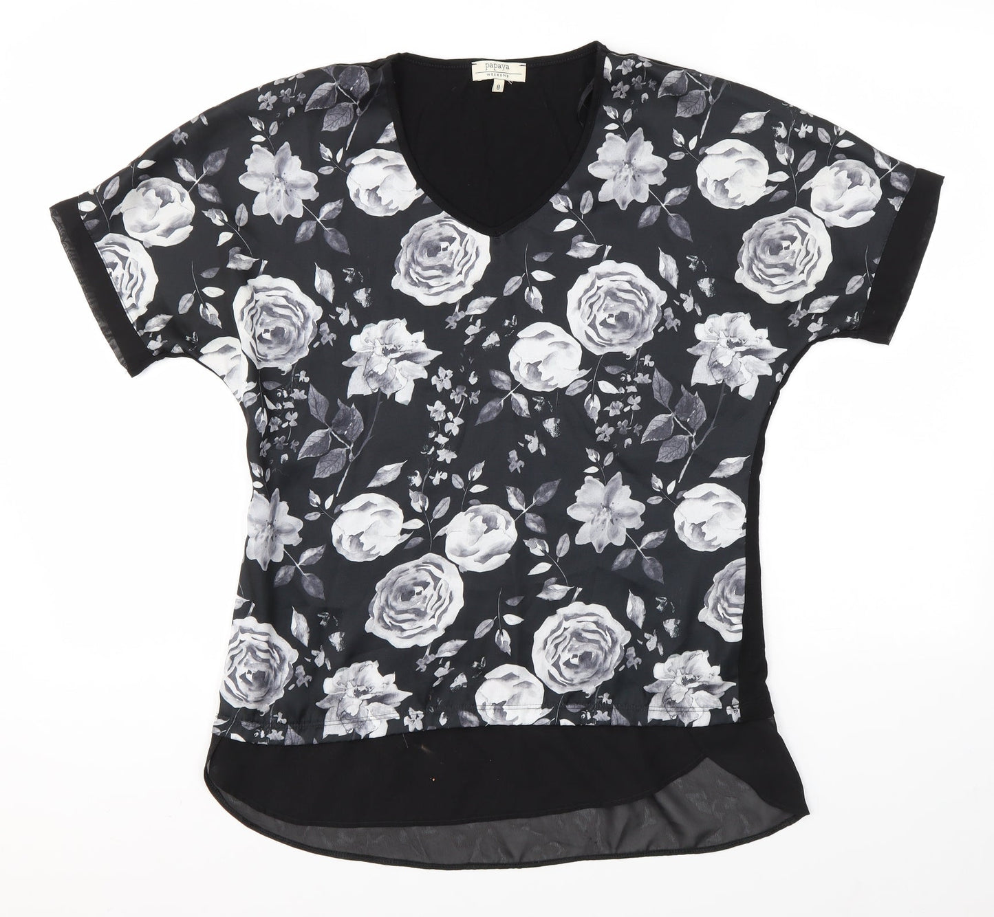 Matalan Womens Black Floral  Basic Blouse Size 8