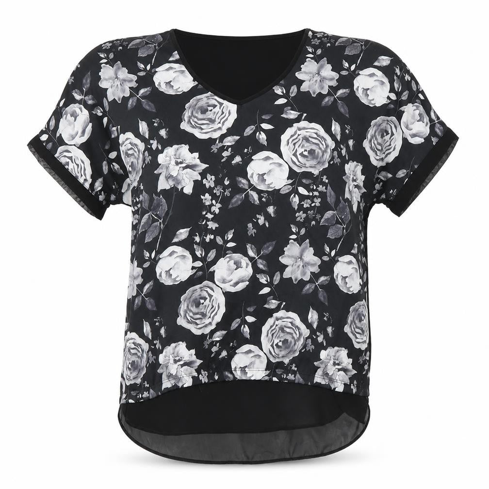 Matalan Womens Black Floral  Basic Blouse Size 8