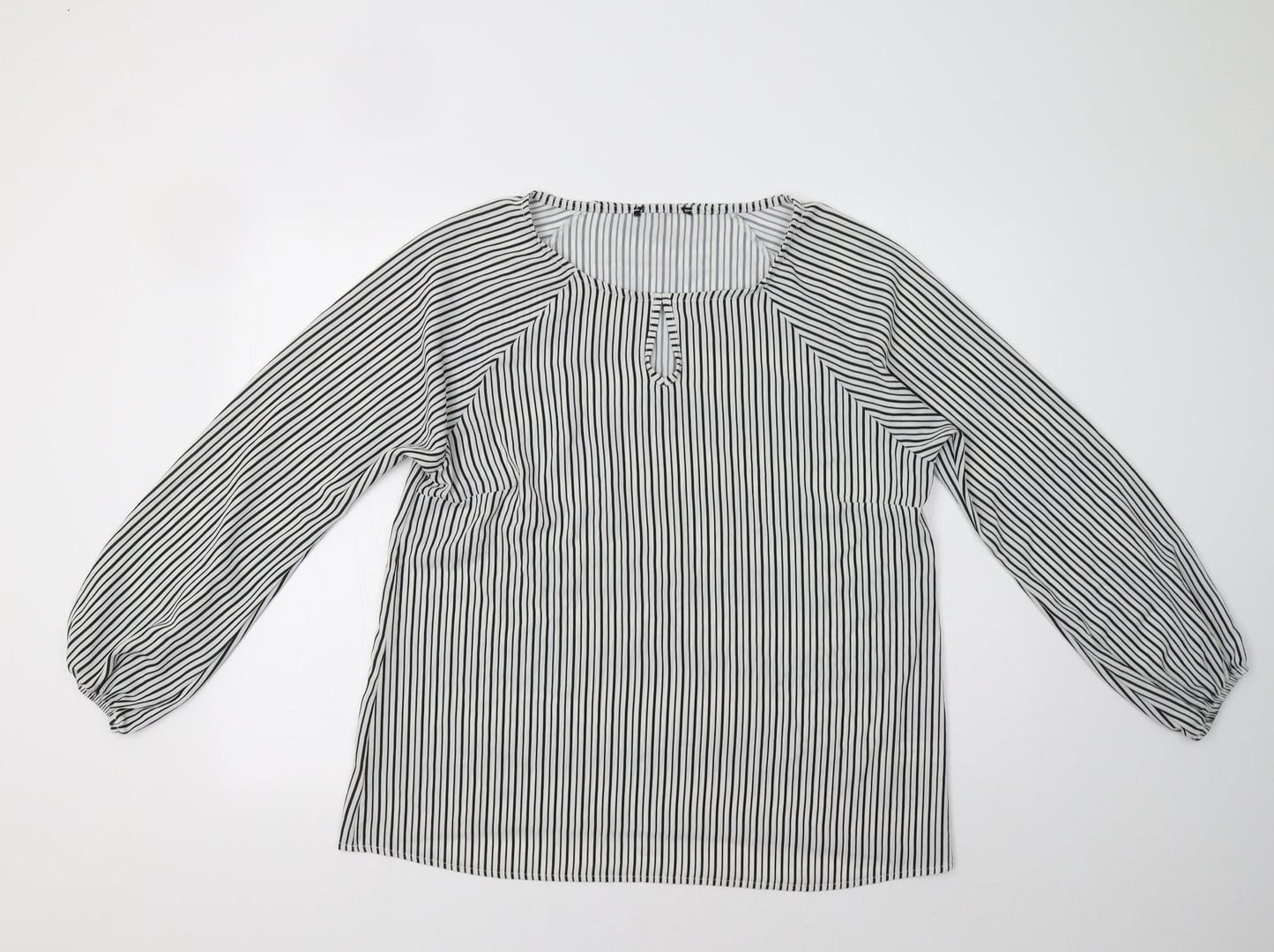 Select Womens White Striped  Basic Blouse Size M