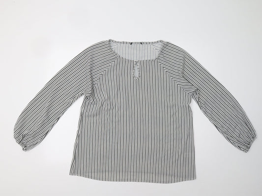 Select Womens White Striped  Basic Blouse Size M