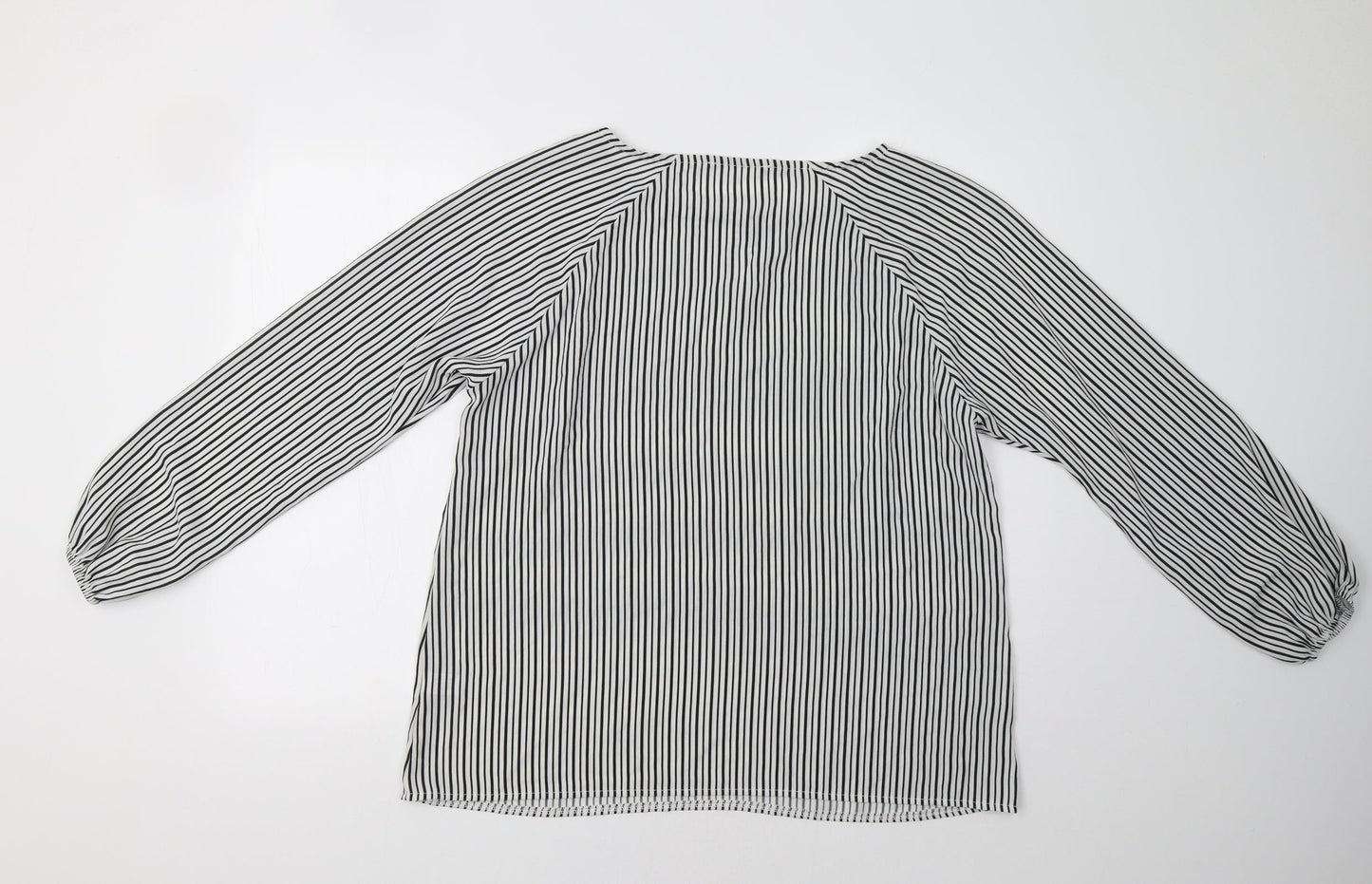 Select Womens White Striped  Basic Blouse Size M