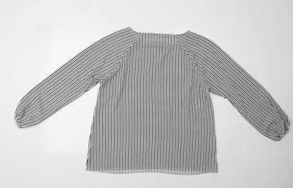 Preloved Select Womens White Striped  Basic Blouse Size M - Back