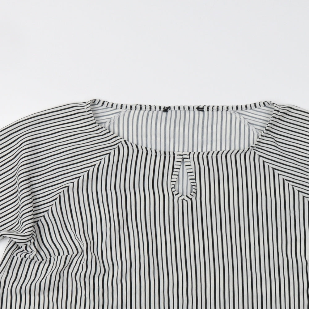 Select Womens White Striped  Basic Blouse Size M