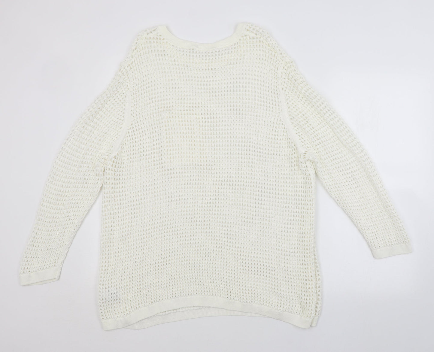 NEXT Womens White Check  Pullover Jumper Size XL