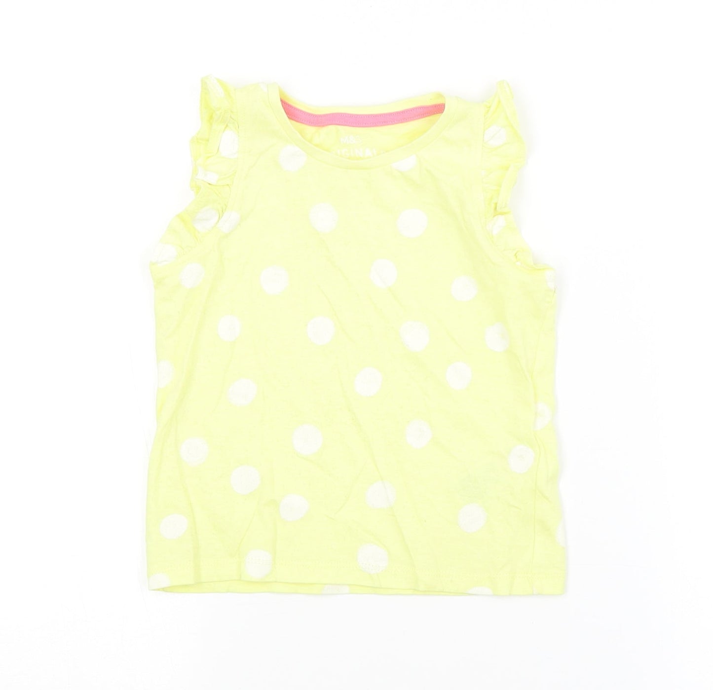 M&S Girls Yellow Spotted  Basic Tank Size 2-3 Years