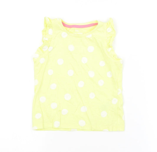 M&S Girls Yellow Spotted  Basic Tank Size 2-3 Years