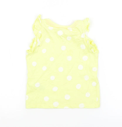 Marks & Spencer Girls Yellow Spotted  Basic Tank Size 2-3 Years