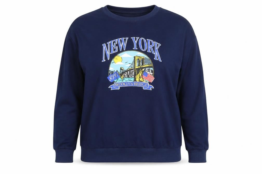 SheIn Womens Blue   Pullover Hoodie Size L  - NEW YORK