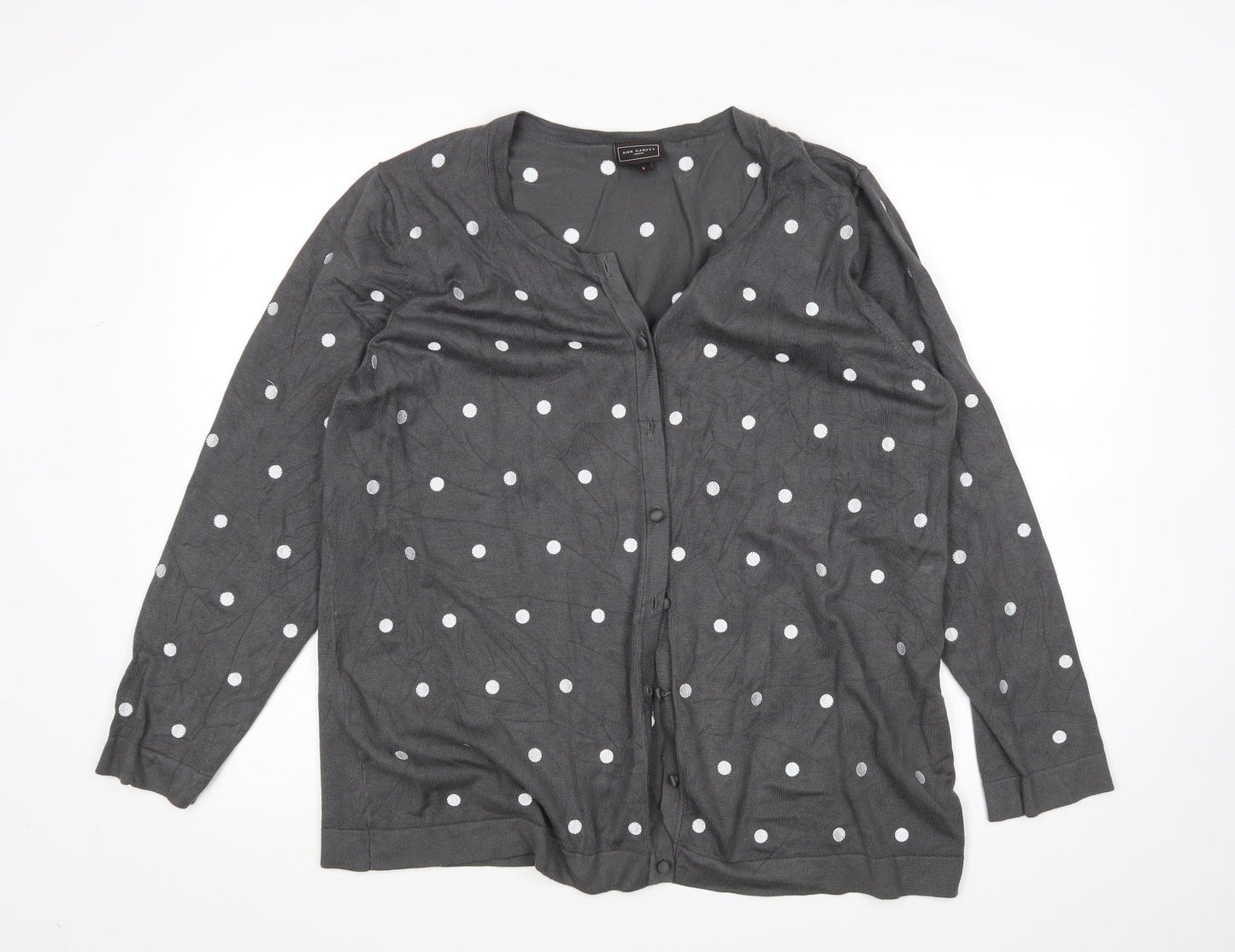Ann Harvey Womens Grey Polka Dot  Cardigan Jumper Size S