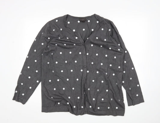 Ann Harvey Womens Grey Polka Dot  Cardigan Jumper Size S