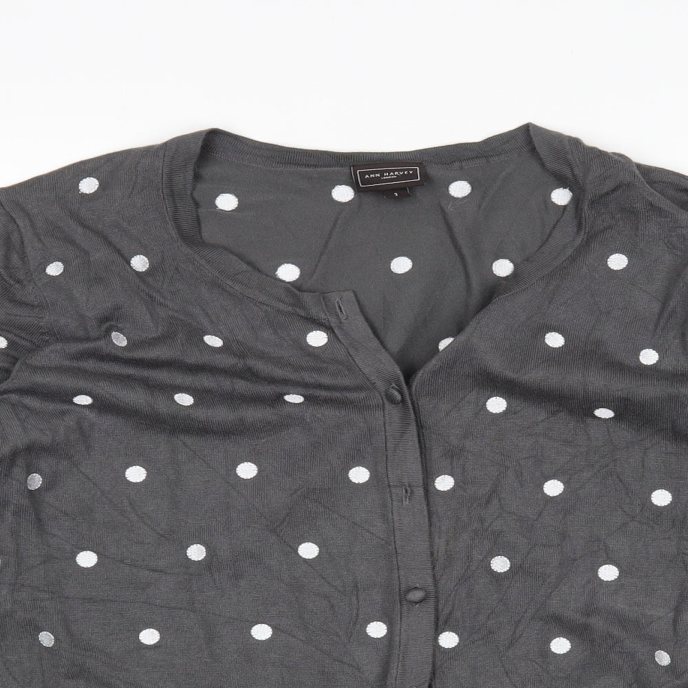 Ann Harvey Womens Grey Polka Dot  Cardigan Jumper Size S