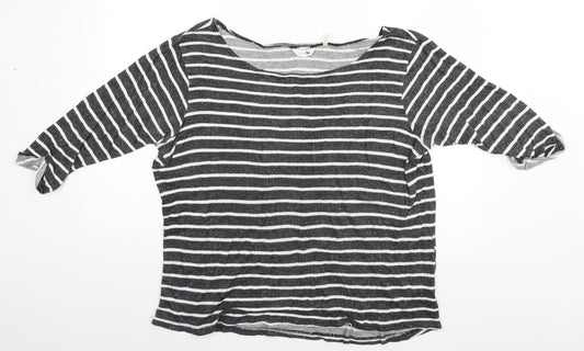 Label BE Womens Grey Striped  Basic T-Shirt Size 20