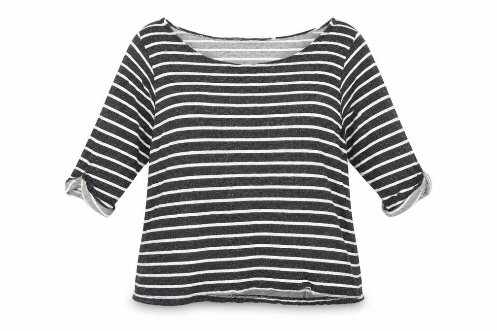 Label BE Womens Grey Striped  Basic T-Shirt Size 20