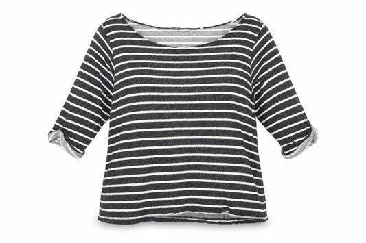 Label BE Womens Grey Striped  Basic T-Shirt Size 20