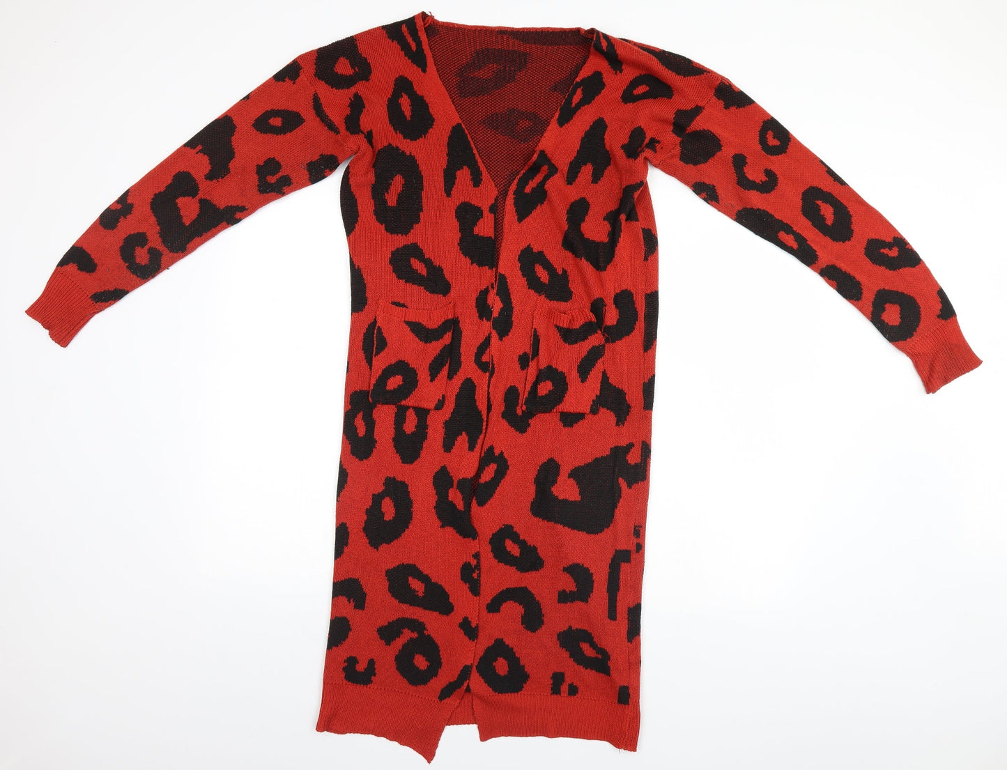 Preworn Womens Red Animal Print  Cardigan Jumper Size L