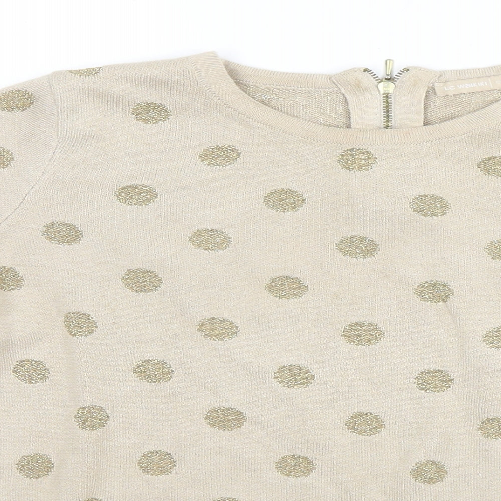 LC Waikiki Womens Green Polka Dot  Pullover Jumper Size M