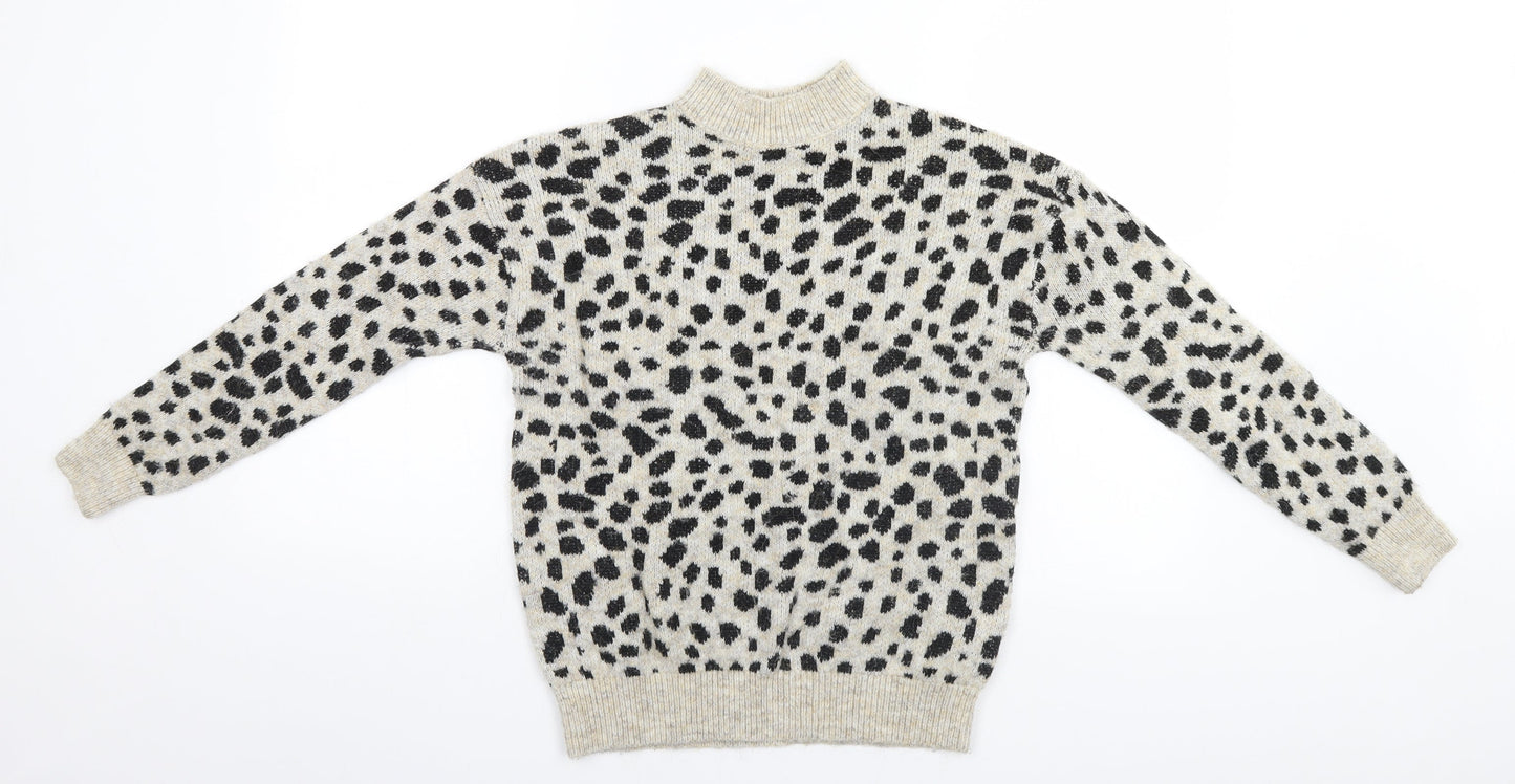Dorothy Perkins Womens Grey Animal Print  Pullover Jumper Size 8
