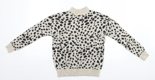 Dorothy Perkins Womens Grey Animal Print  Pullover Jumper Size 8