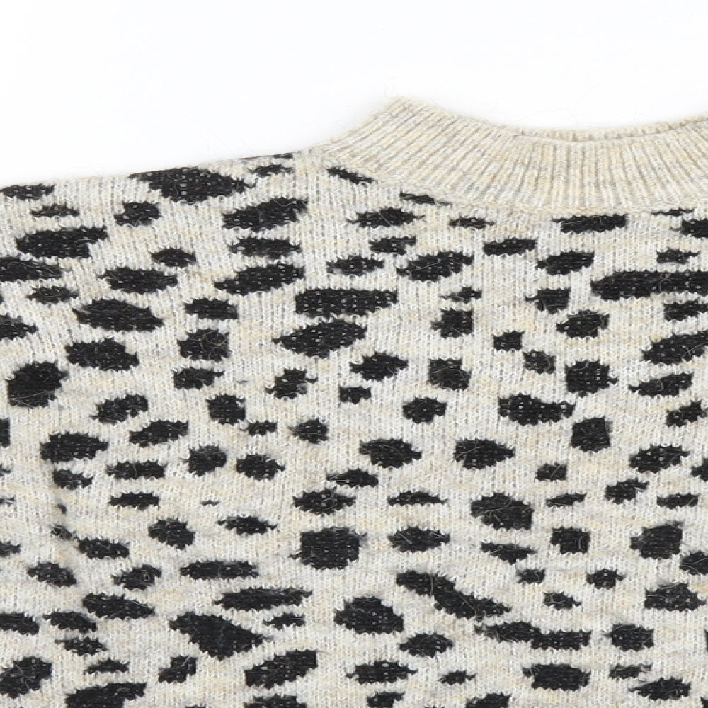 Dorothy Perkins Womens Grey Animal Print  Pullover Jumper Size 8