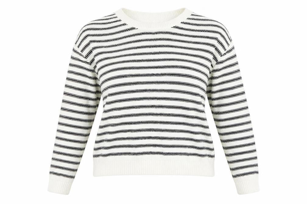 Divided Womens White Striped  Pullover Jumper Size 10