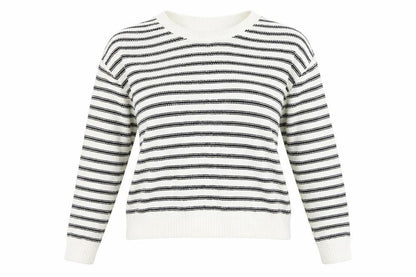 Divided Womens White Striped  Pullover Jumper Size 10