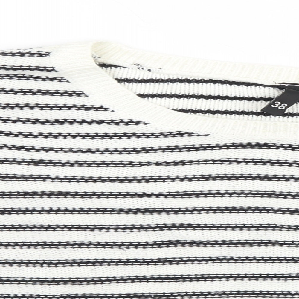 Divided Womens White Striped  Pullover Jumper Size 10